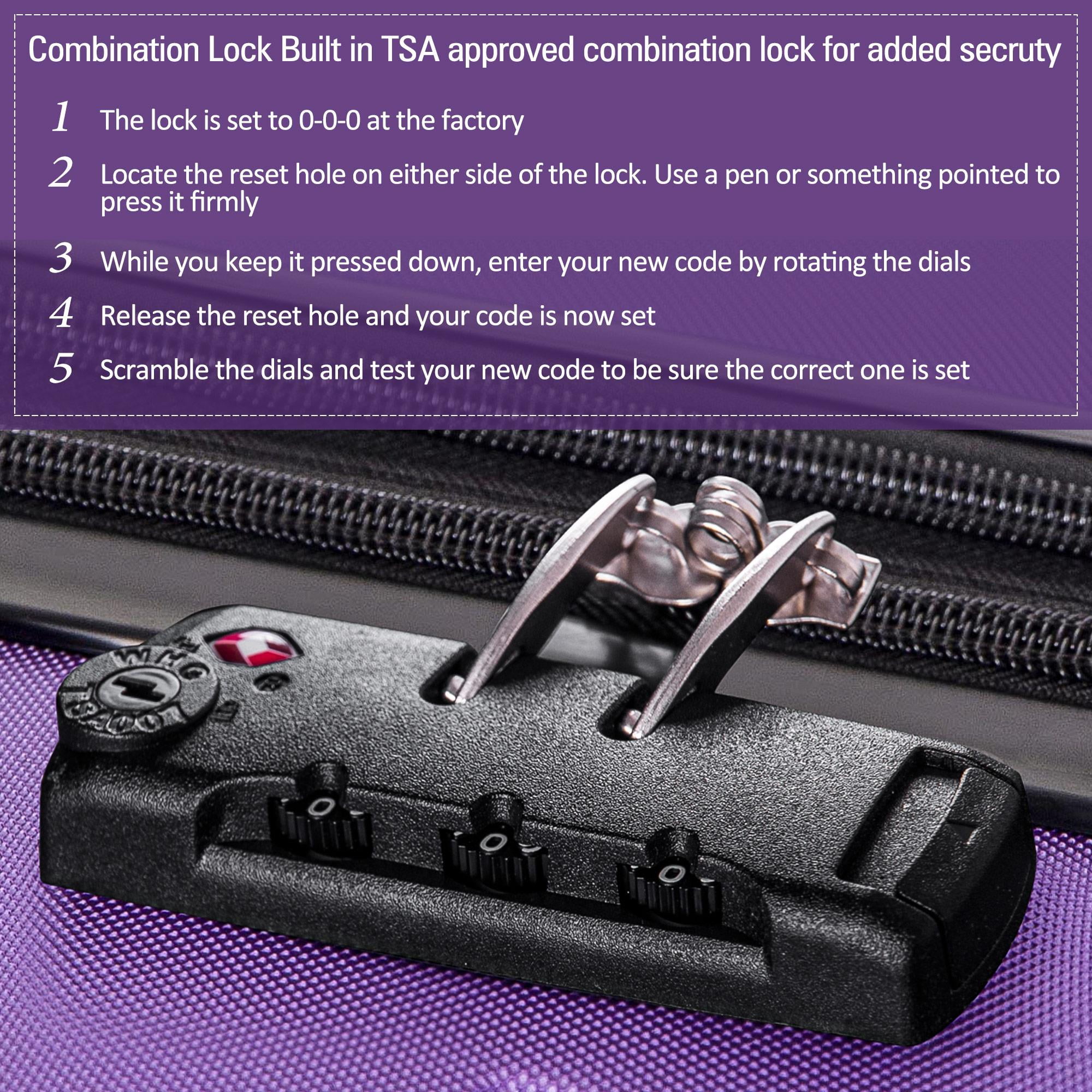BaytoCare 3 Piece 20/24/28" Luggage Set Travel ABS Bag TSA Lock Trolley Carry On Suitcase Purple
