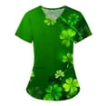 thumbnail image 4 of Lolmot St Patricks Day Scrubs for Women V Neck Short Sleeve T Shirt Blouse Nurse Gift Irish Festival Comfortable Easy Fit Lightweight Nursing Working Uniform Holiday Tops with Pockets, 4 of 5