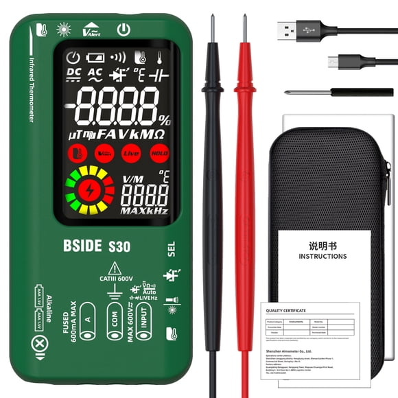 BSIDE 4in1 Digital Multimeter Infrared Thermometer Electric Test Pen Circuit Analyzer Detector 3.5inch LCD Color