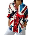 thumbnail image 2 of Long Sleeve Shirts for Women 4Th of July Shirts Patriotic Usa T Shirt Loose Fit American Flag Shirt Button Up Trendy Collared Blouses Summer Tunic Tops Ofertas En History Online, 2 of 4