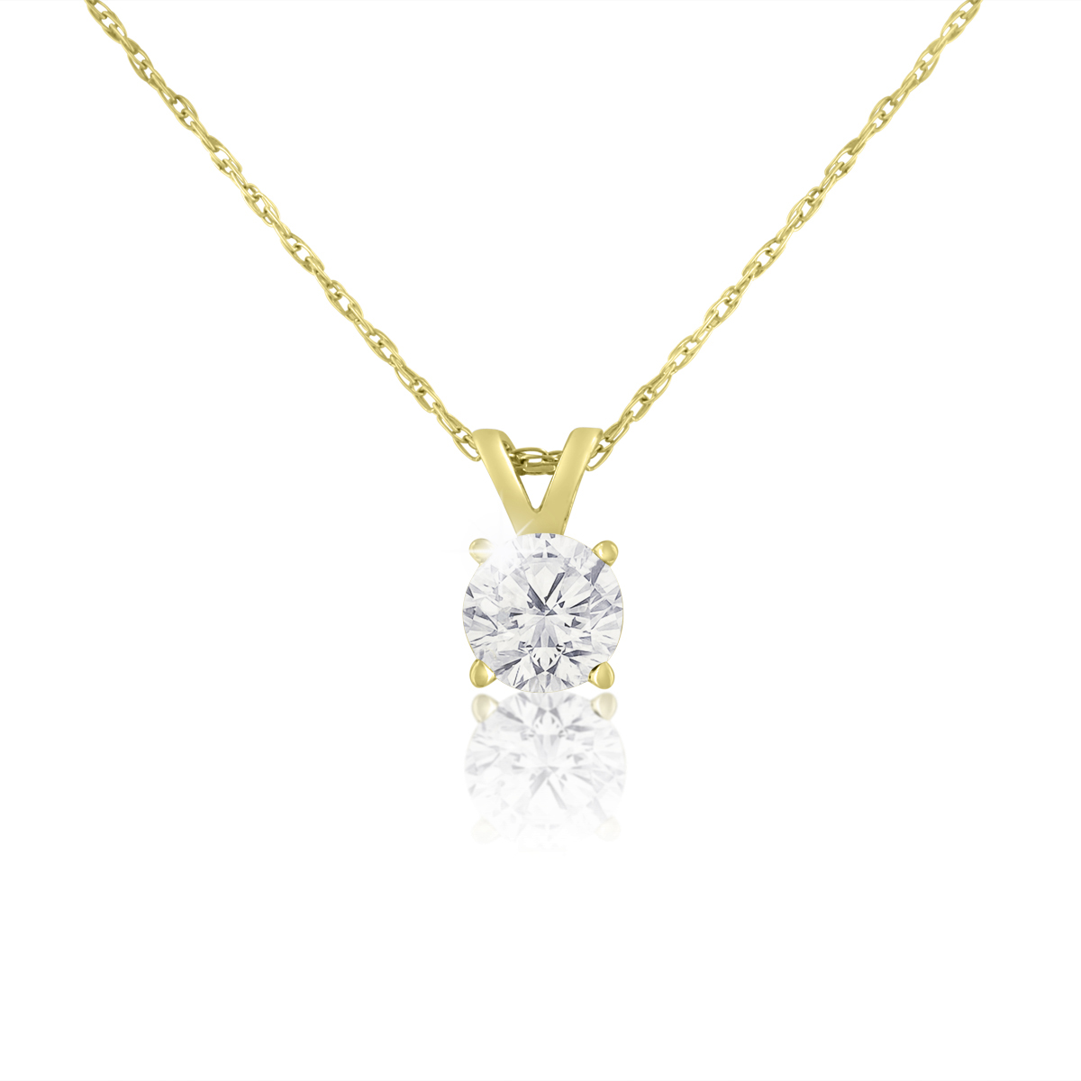 1/2 Carat Diamond Solitaire Necklace In 14 Karat Yellow Gold (J-K Color, I1-I2 Clarity)