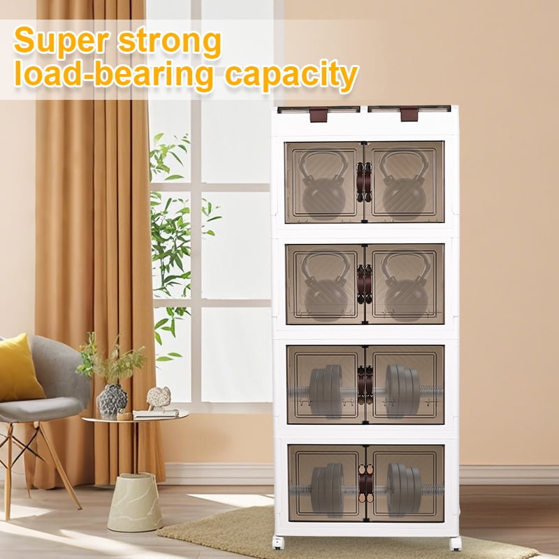 4-Tier Storage Cabinet with Wheels - Slim File Cabinet & Bathroom Floor Organizer for Toilet Paper, Towels, Snacks | Kitchen & Home Use