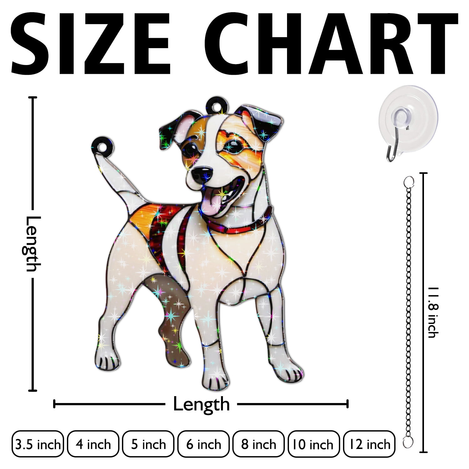 89Bloom Jack Russell Terrier Stained Glass Hologram Ornament, Dog Stained Glass Suncatcher Ornaments Home Decor, Dog Holographic Ornaments