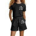 thumbnail image 5 of Glisme 2 Pcs Girls Outfit Fashion Letter Print Casual Loose Short Sleeve Suit Basic Classic Clothing Set For Girl Size 4 Years, Black, 5 of 6