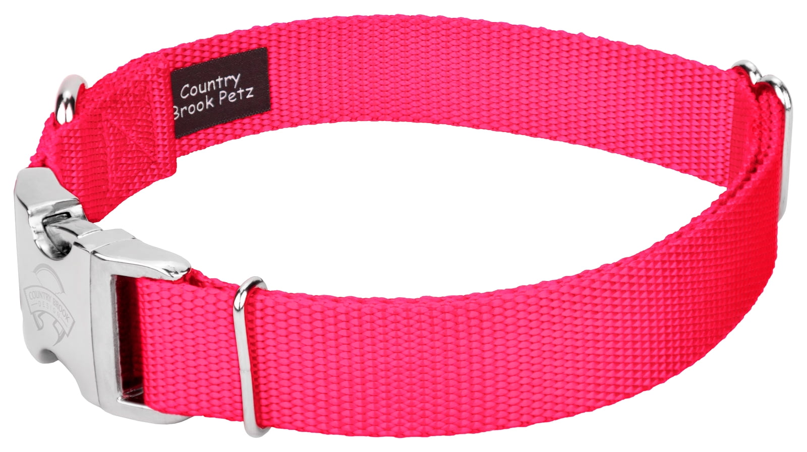 Country Brook Petz Premium Pink Sharks Dog Collar and Leash (1 Inch, Medium)