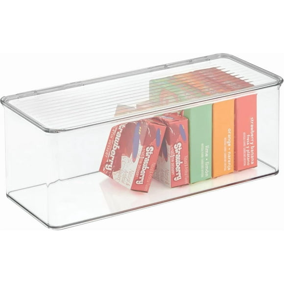 Hltpoi Recycled Plastic Stackable Pantry Storage Bin with Lid \u2013 Clear