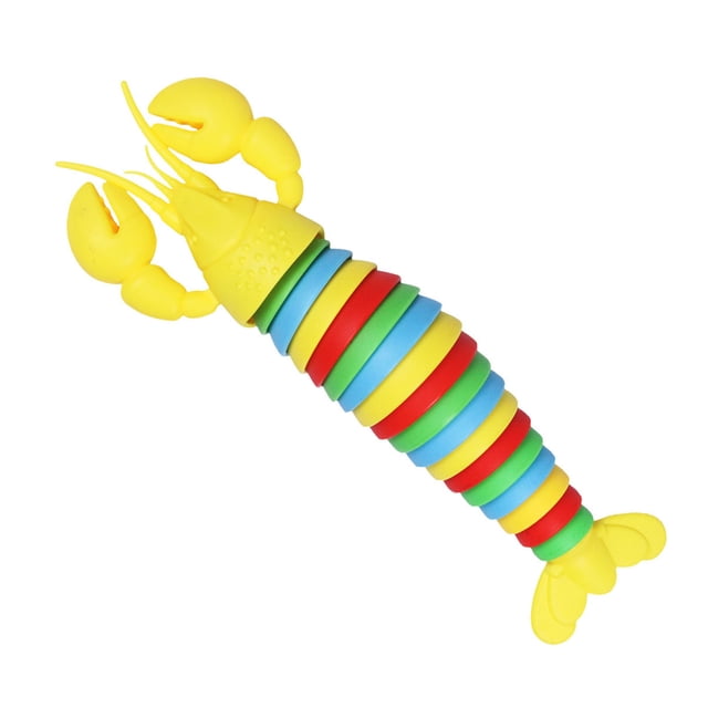 Juguete de langosta 3D para dedos, colorido, simulado, para aliviar la ansiedad, juguete de descompresión sensorial con cabeza amarilla.