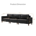thumbnail image 5 of 2 Pieces Mid-Century Modern Faux Leather Sofa Set, 5 Seats PU Leather Upholstered Couch With Solid Wood Legs For Living Room Apartment Office, 5 of 12