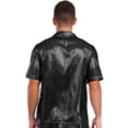 thumbnail image 3 of iiniim Mens Short Sleeve Shiny Button up Blouse T Shirt for Party and Clubbing Black XXL, 3 of 7