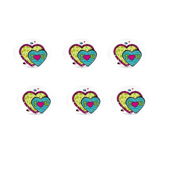 I Love You Heart Print 12 - 2 inch Cupcake Edible Frosting Photos