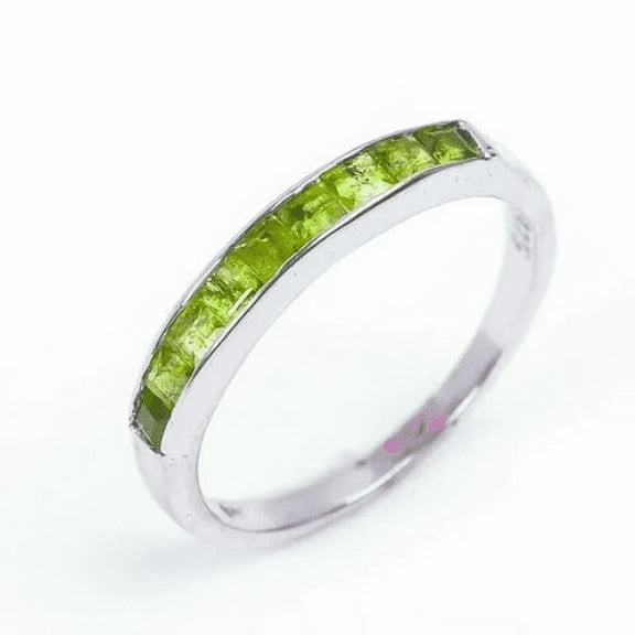 Green Peridot Gemstone Ring, 925 Sterling Silver Ring for Women, Ring Size 3-15 available.