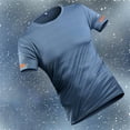 thumbnail image 5 of European Ice Silk Men's T Shirt Cool Breathable Comfortable Loose Fit Casual Round Neck Short Sleeve Sportswear Trendy Sweat Wicking Fitness Tee Mens Basic Tee Shirts Summer Classic T-Shirts, 5 of 6