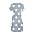 thumbnail image 4 of Fartey Summer Dresses for Women 2025 Trendy Polka Dot Print Dress with Pockets Casual Short Sleeve Crew Neck Beach Sundress Loose Flowy Tiered Swing Dress Gray XL, 4 of 6