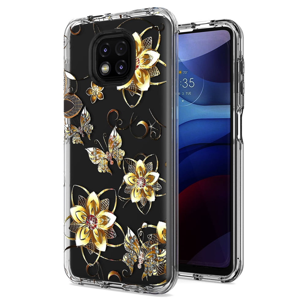 meditatie Welkom Sjah Phone Case for Motorola Moto G Power (2021), Design Transparent  Shock-Resistant Hybrid Case Cover + Multi Purpose Towel (Gold Butterfly) -  Walmart.com