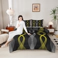 thumbnail image 3 of Manfei Yellow Geometric Lines Bedding Queen Comforter Set,Geometric Aesthetic Down Comforter,Purple Black Ombre Bedding Sets Queen with Comforter,Super Cozy Room Decorative Reversible,3 Pieces, 3 of 7