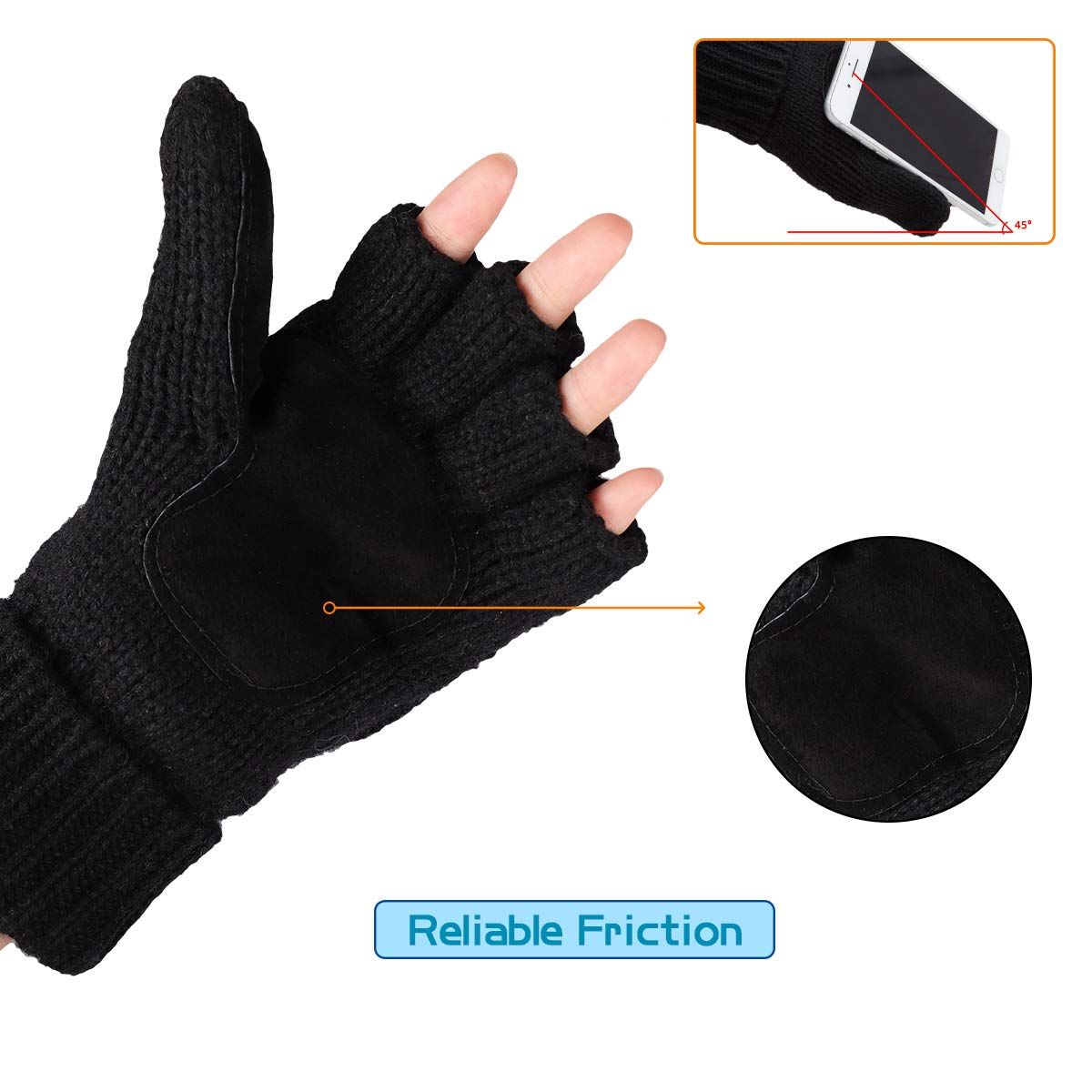 Cooplus Winter Wool Convertible Fingerless Gloves photo 3