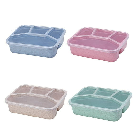 4-Compartment Bento Lunch Box Set, Meal Prep Containers with Airtight Lid, Stackable Food Storage for Kids & Adults, Microwave & Dishwasher Safe, 4 Pack