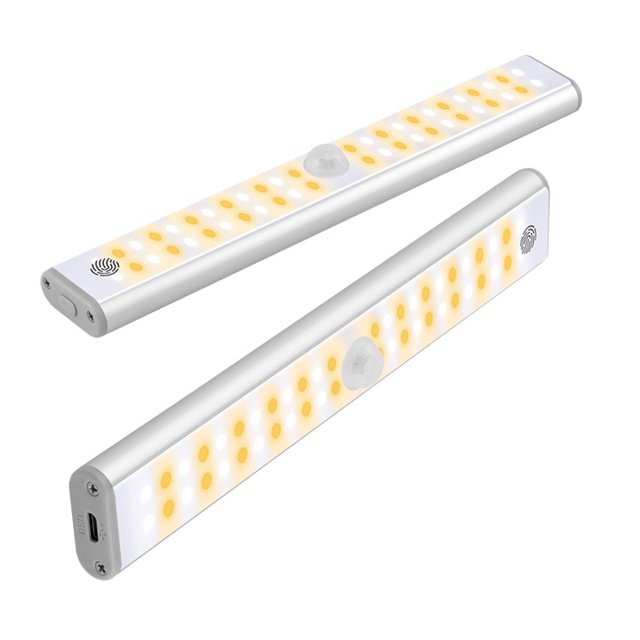 48 luces LED que funcionan con pilas, iluminación inalámbrica debajo del gabinete, luz LED para armario, control táctil regulable, luz nocturna, luces de cocina adhesivas,