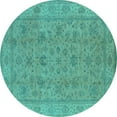 thumbnail image 1 of Ahgly Company Indoor Round Oriental Turquoise Blue Traditional Area Rugs, 5' Round, 1 of 4