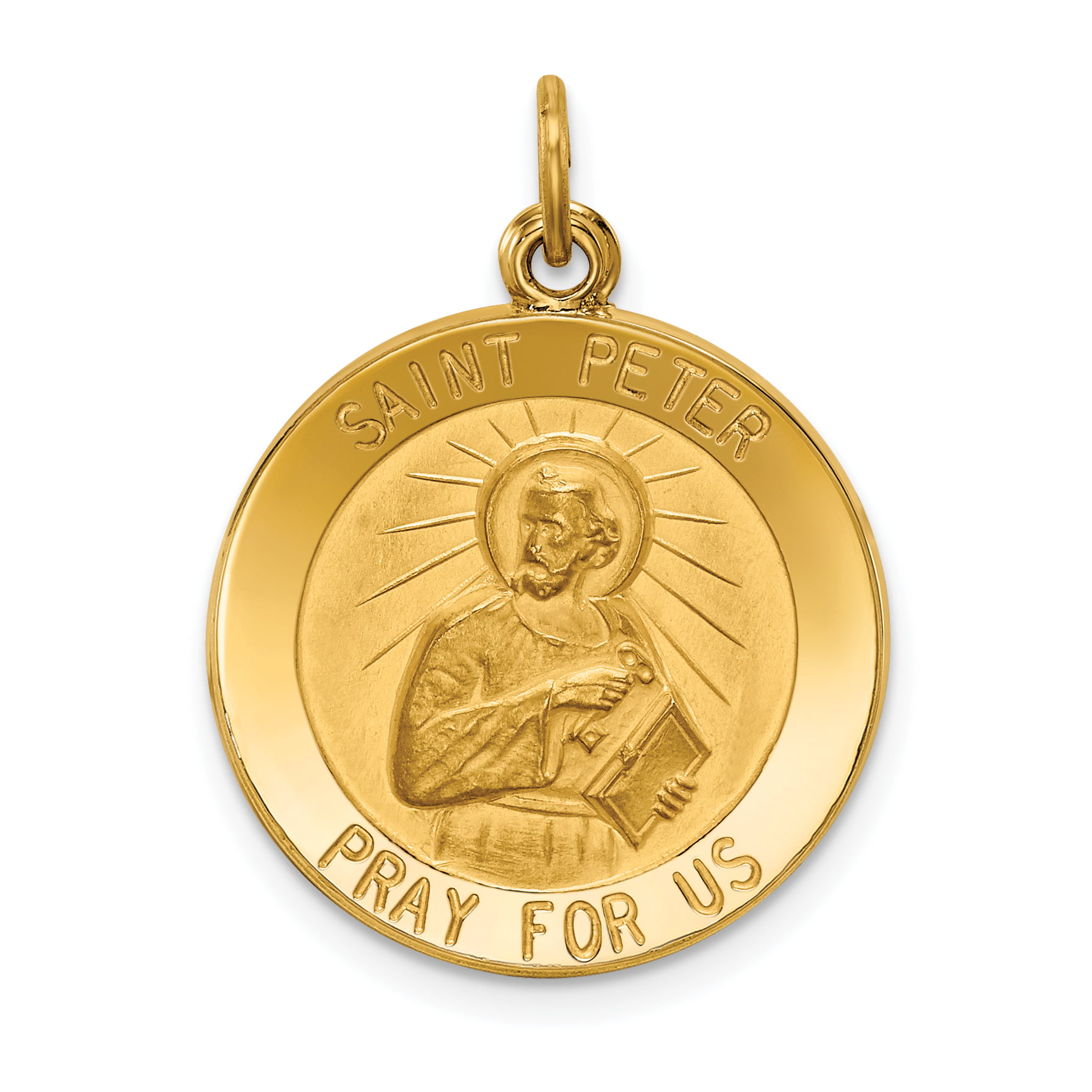 14k Yellow Gold Saint Peter Medal Pendant Charm Necklace Religious Patron St Fine Jewellery Gifts For Women For Her