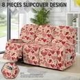 thumbnail image 2 of COEQINE Stretch Recliner Chair Cover Stay in Place 3 Seater Recliner Couch Cover Anti-Slip Reclining Sofa Slipcover with Pocket 8 Pieces for Reclining Chair for Valentines Day Decor, Vintage Heart, 2 of 8