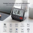 thumbnail image 2 of (Black)Travel Alarm Clock Mini Portable LCD Digital Clock with Backlit Calendar 12/24H Temperature Makeup Mirror Small Folding Battery Operated Desk Clock, 2 of 5