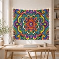 thumbnail image 5 of Vibrant Psychedelic Mandala in Swirling Floral Pattern, Mystical Boho Decor for Art Lovers, Bohemian Wall Art Housewarming Gift Tapestry Wall Hanging for Bedroom, Living Room and Dorm, 5 of 7