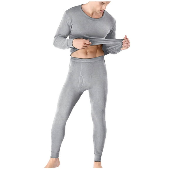 KeShDi Hermal Long Sleeve Shirt Base Layer Cold Weather Men Casual Solid Long Sleeves High Elasticity Keep Warml Underwear and Pants Suit Gray 4X