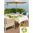 thumbnail image 5 of Outdoor Tablecloth with Umbrella Hole for Patio/Picnic/Party/Camping, Summer Lemon Waterproof Table Cloth Rectangle Table Cover Washable, Watercolor Lemon Leaves Wreath Yellow Plaid (52"x 70"), 5 of 8