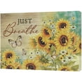 thumbnail image 2 of Farmhouse Sunflower Just Breathe Wall Art Yellow Butterfly Floral Pictures Wall Decor Canvas Prints Framed Painting Artwork for Bathroom Kitchen Bedroom Living Room Office 16"x12", 2 of 6