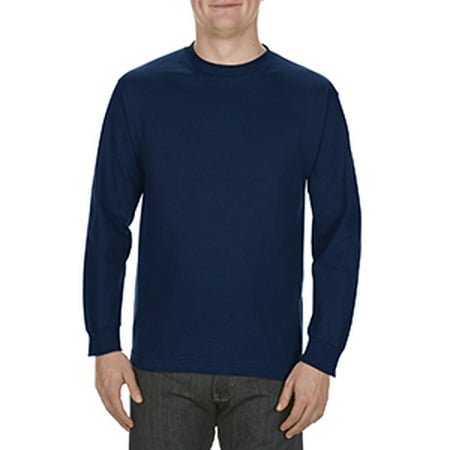 T-Shirt à Manches Longues pour Adulte 5.1 oz., 100 % Coton Filé Doux - Marine - S