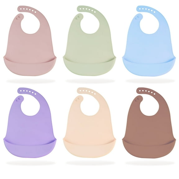 6Pcs Cute Silicone Baby Bibs for Babies & Toddlers Waterproof, Soft,BPA Free (10-72 Months,Unisex)