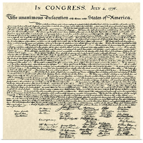 Great BIG Canvas | Rolled Poster Print entitled Declaration of Independence Document
