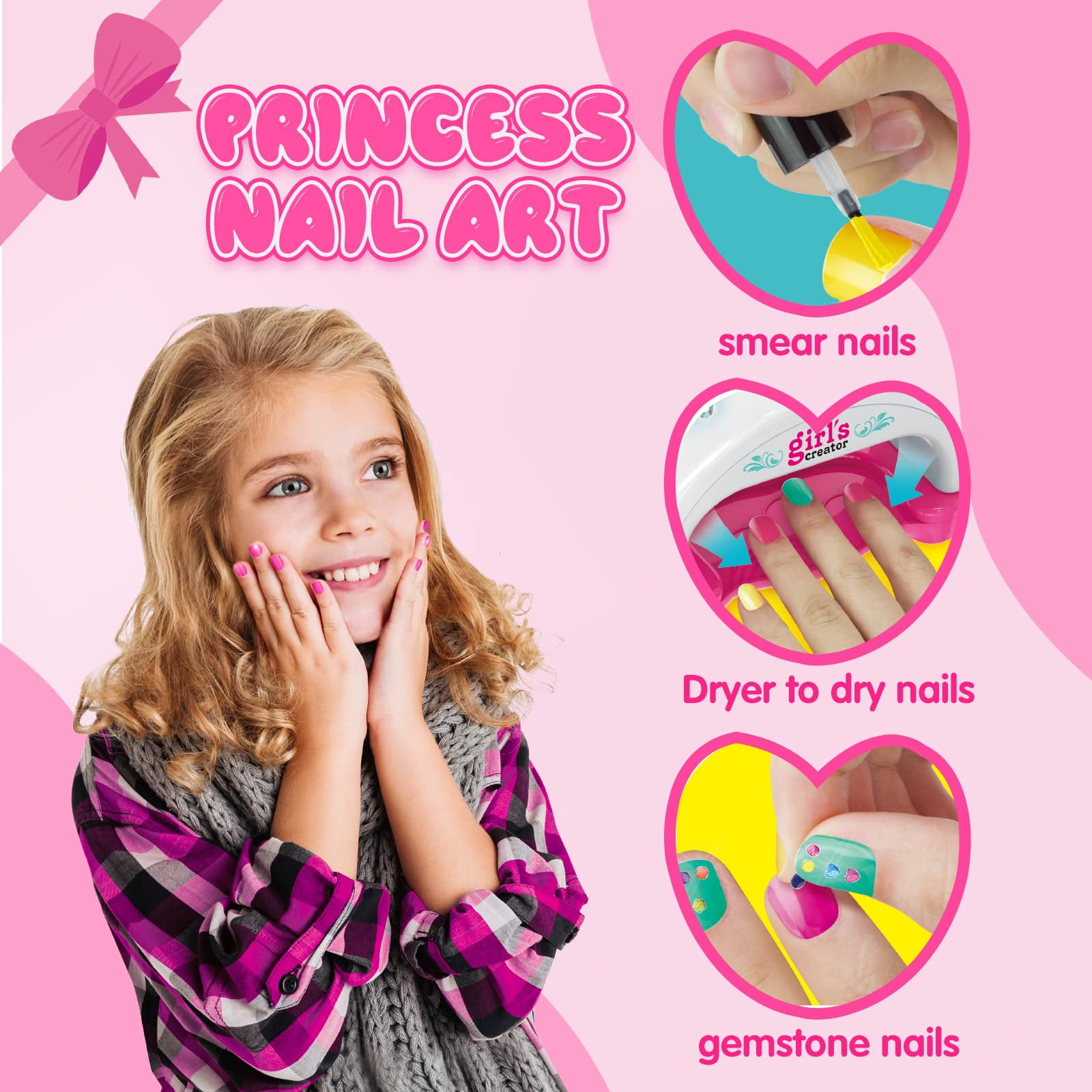 Nail Gifts for Girls Age 8 9 10, Kids Nail Polish Toys for 6 7 8 9 10 11 12 Teenage Girls Birthday Presents Girl Nail Varnish Kits for Kids Gifts Age