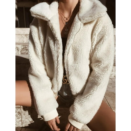 - Womens Thick Warm Teddy Bear Pocket Fleece Jacket Coat Zip Up Outwear Overcoat