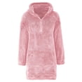 thumbnail image 5 of OSFVNOXV Fuzzy Sweatshirt Dress for Women Long Sleeve Hoodie Quarter Zip Up Winter Cozy Shift Dress Sleepwear with Pockets, 5 of 8