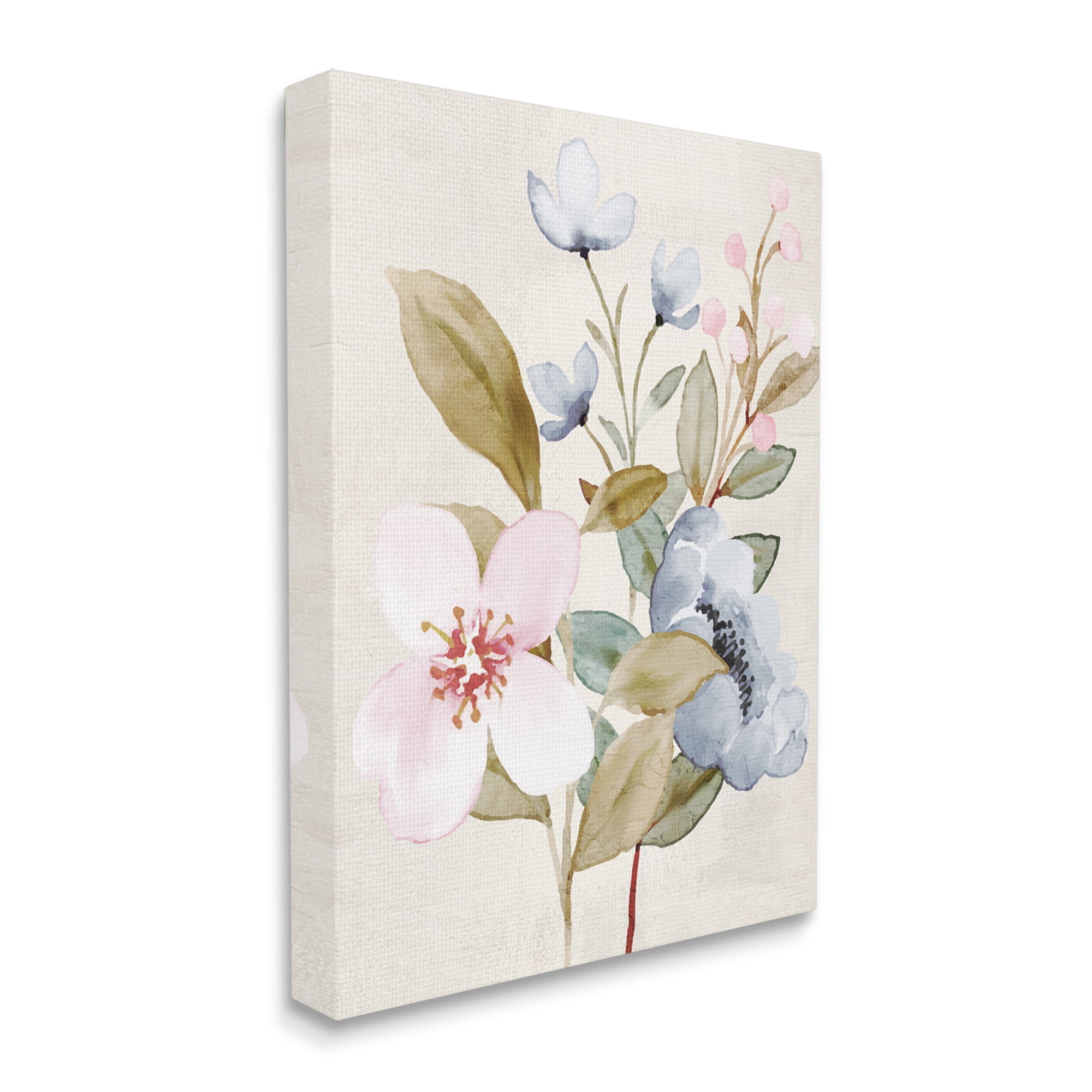 Stupell Industries Soft Pastel Flowers Botanical & Floral Painting Gallery Wrapped Canvas Art Print Wall Art, 16 x 20