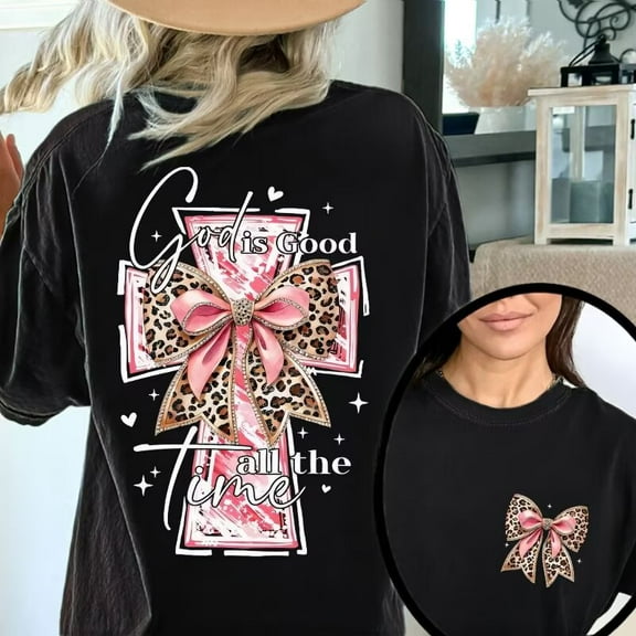 God is Good all the Time Pattern for Womens & Mens Tops Express Your Faith Through Graphic Tees Casual Tops Black,2XL