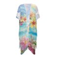 thumbnail image 2 of SCRAWLGOD Sea Turtle Plumeria Print Womens Swimsuit Coverup Open Front Loose Kimono Swimsuit Cover Up Breathable Bathing Suit Cover Up for Beach Party, 2 of 6