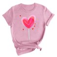 thumbnail image 2 of Meichang T-Shirts Cœur d'Amour pour Femmes T-Shirts de la Saint-Valentin T-Shirts Graphiques Cœur Manches Courtes Coupe Ample Pull Col Rond Mignon T-Shirts Blouses, 2 of 6