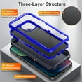 thumbnail image 3 of Mantto Case for iPhone 11 Heavy Duty Military Grade Protective Cover, Rugged PC + Soft TPU Hybrid Non-Slip Stripes Anti-Drops Shockproof Anti-Scratches Case for iPhone 11,Navy Blue, 3 of 6