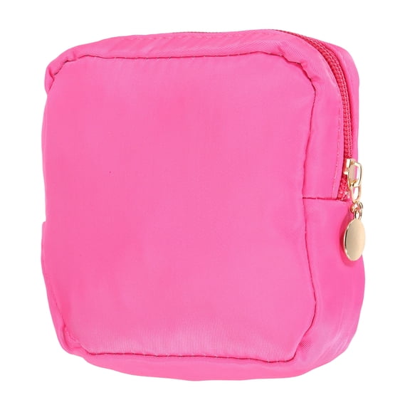 Uxcell Period Bag for Teen Girls Women, Portable Polyester Sanitary Towel Compact Cute Pouch with Zippers, Small Pouch Napkin Storage Pads Holder for Travel, Daily Use, Purse, Fuchsia