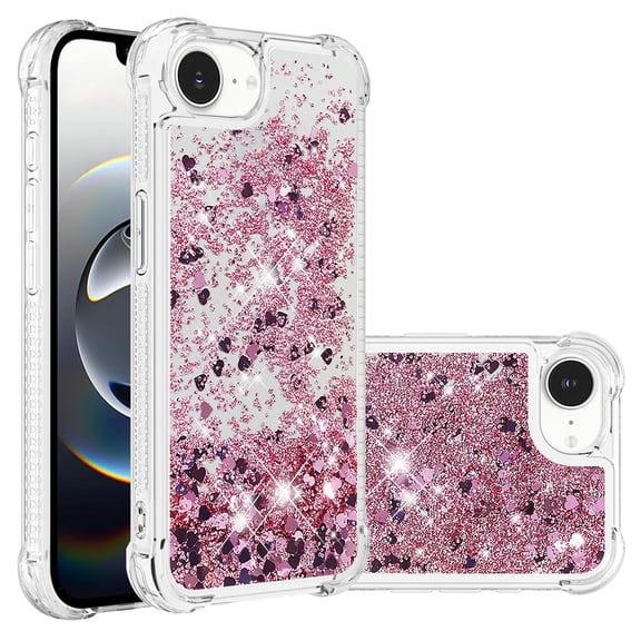 Phone Case for iPhone 17e / iPhone 16e / iPhone SE4 2025 Cover Sparkle Glitter Floating Liquid Quicksand Shockproof Soft Silicone TPU Bumper Protective Cover Case, S1