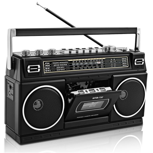 Boombox Retro WISCENT Reproductor de Casetes de los 80 con Bluetooth y USB