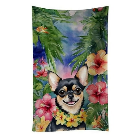 Chihuahua Luau Kitchen Towel 15 in x 25 in