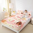 thumbnail image 3 of Manfei Sweet Underwater Mermaid King Sheets, Marine Animal Bedding, Cream Pink, 4-Piece, 1 Flat Sheet, 1 Fitted Sheet and 2 Pillowcases, 3 of 6