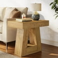 thumbnail image 4 of Tribesigns 2-Tier Modern Side Table Set of 2, Narrow Wooden End Table with Trapezoid Base, Farmhouse Nightstand for Living Room, Bedroom, Natural Wood Color, 4 of 5