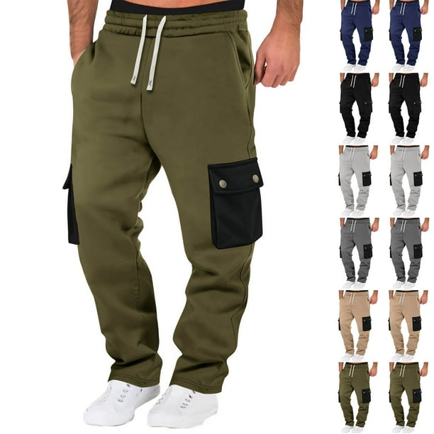 RKSTN Men's Cargo Jogger Sweatpants Oversized Drawstring Elastic Waist Athletic Pants Mens Casual Solid Plus Size Relaxed Fits Comfy Outdoor Workout Gym Sport Sweatpant with Pockets