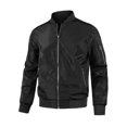 thumbnail image 1 of Cortavientos para hombre, corte slim, ligero, de manga larga, con cremallera, chaqueta bomber Negro S Unique Bargains Chaqueta, 1 of 5