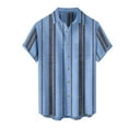 thumbnail image 5 of Inglocry Cuban Guayabera Shirts for Men Short Sleeve Casual Button Down Shirt Band Collar Beach Camp Striped Mexican Shirt Blue 3XL, 5 of 5